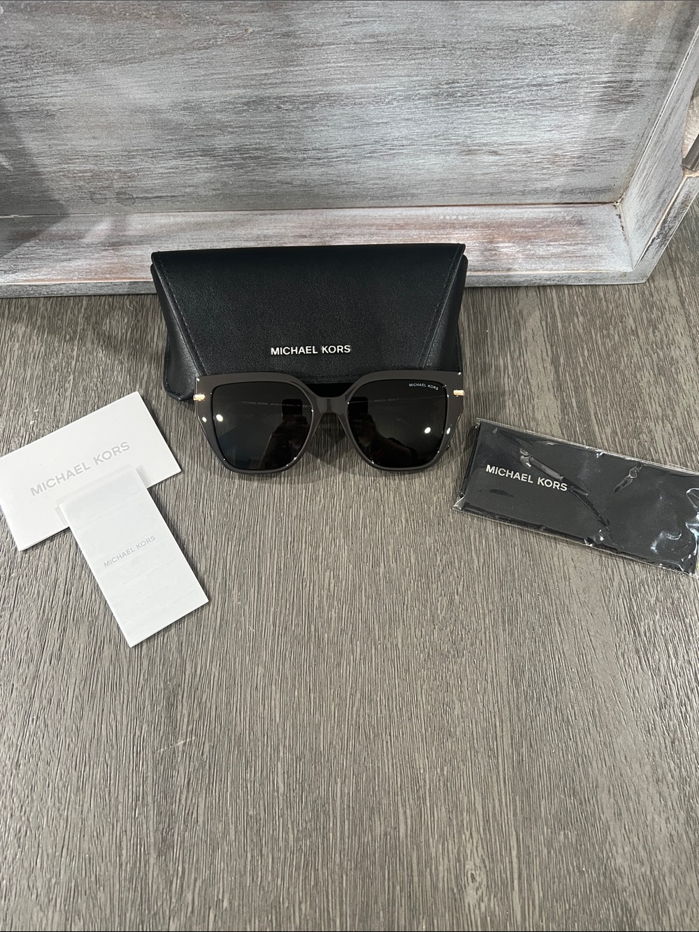 Michael Kors Black Cat-Eye Sunglasses with Black Case